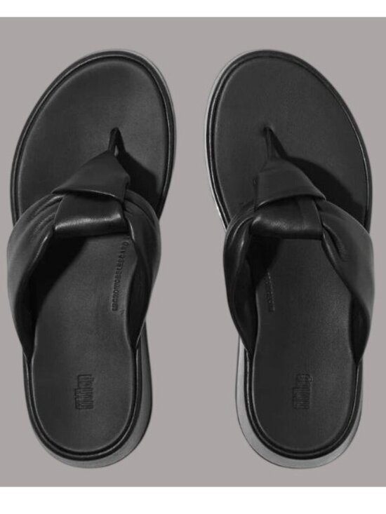 Fitflop Shoes - FitFlop Womens Lulu Toe Post Sandals Size 10 Black Leather Comfort